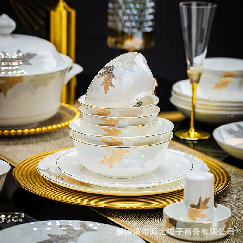 Set, ceramic tableware, light luxury style, full set, Birthday gift
