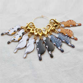 跨境可爱猫咪日系卡通饰品龙虾扣钥匙扣挂件锌合金记号扣配件批发