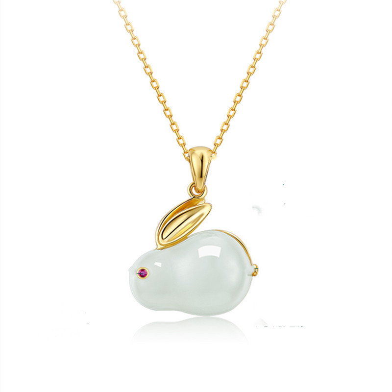 Gold rabbit necklace # Xl093