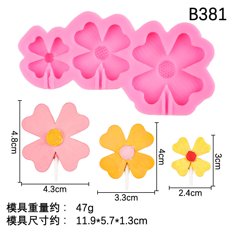 Nueva flor girasol trébol de cuatro hojas molde de silicona molde de hoja de yeso de aromaterapia de marca de decoración de pastel de chocolate