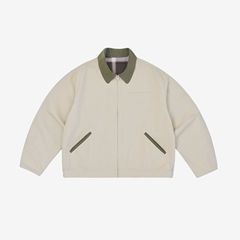 MAMINQIN 新レトロコントラストカラーステッチラペルデトロイトジャケットウォッシュルーズワークジャケットカップル男性