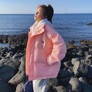 Pink Fake Two-piece Hooded Down Cotton-padded Coat Women's 2024 Winter New Korean Style Design Sense Student's Cotton-padded Coat Bread Clothes