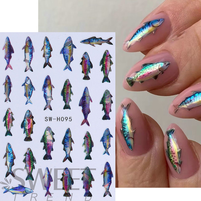 Summer Nail Art Stickers Ins Cross-Border Hot-Selling Beach Vacation Laser Fish 3D Adhesive Nail Stickers Wholesale Summer Nail Art Stickers Ins Cross-Border Hot-Selling Beach Vacation Laser Fish 3D Adhesive Nail Stickers Wholesale
