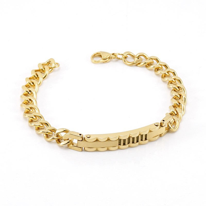 Pulseira de elo cubano masculina em aço inoxidável_voghion.com
