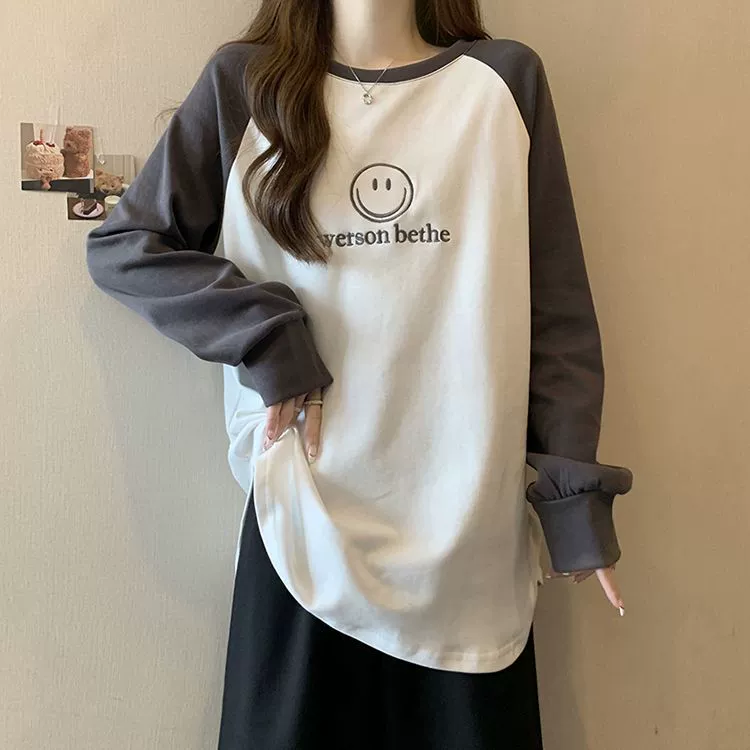 Большие размеры Плюс Толстая бархатная теплая нижняя рубашка-футболка, свитер, Женская осенне-зимняя внутренняя одежда, Новый Свободный Топ для похудения контрастных цветов