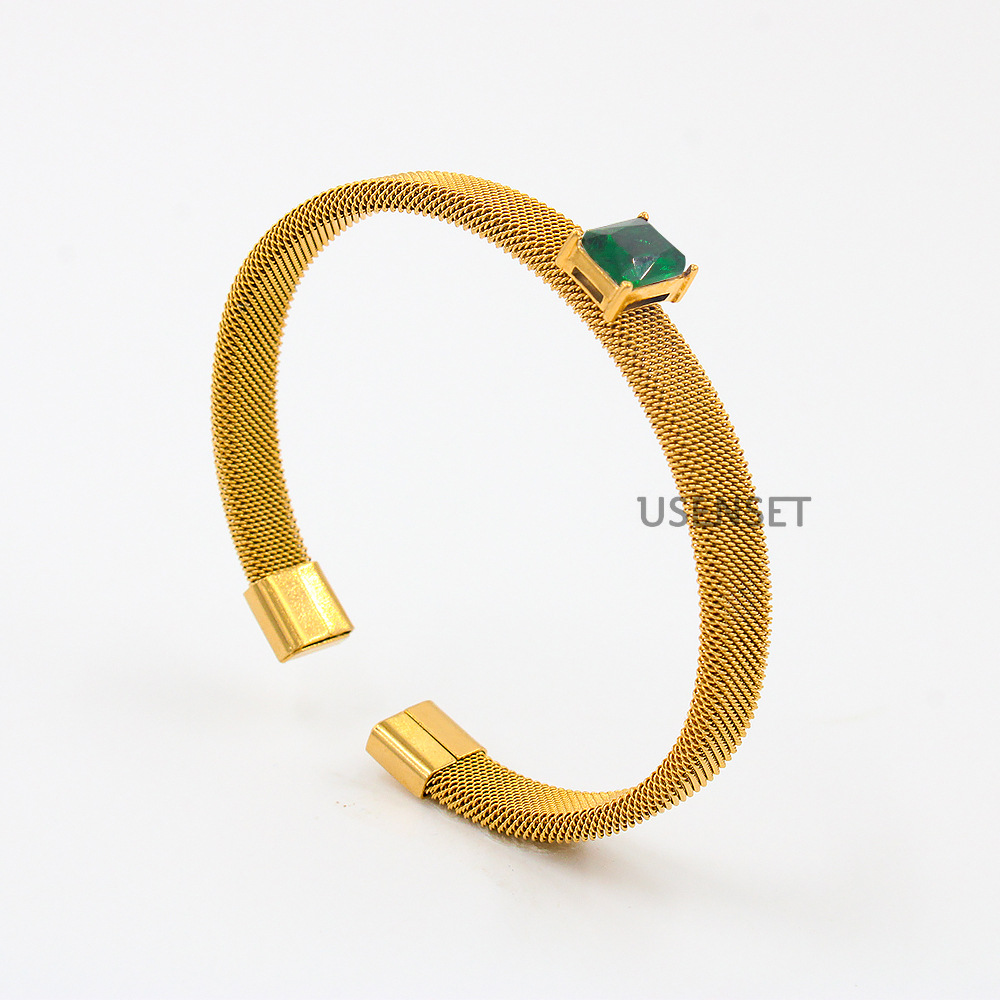 Simple Style Geometric Stainless Steel Inlay Zircon Bangle 1 Piece