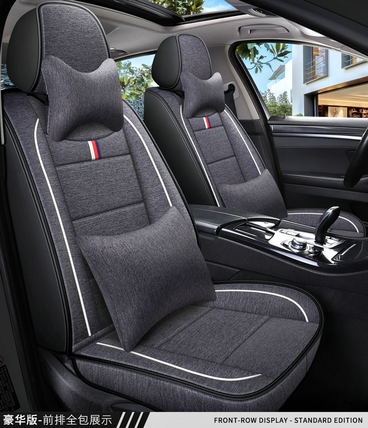Factory Direct Sales Breathable Linen All-Season Wear-Resistant and Dirt-Resistant Full-Cover Linen Car Seat Cushion and Car Seat Cover