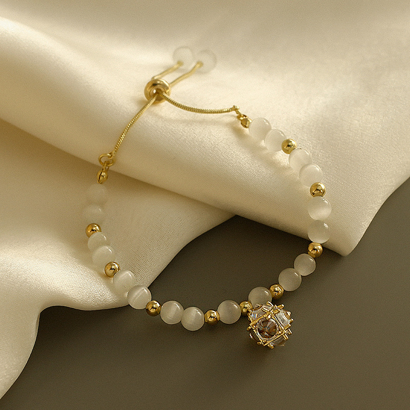 25g Weight Opal Pendant Material Elegant Geometric Alloy Cat's Eye Stone Snake Chain Chain & Link Bracelets Wholesale