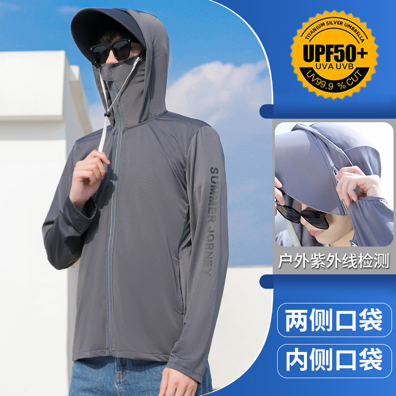 Sun Protection Clothing for Men, Ice Silk 2026 New Model, Uv Protection, Thin, Breathable, Cool-Feeling, Large Brim Fishing Jacket