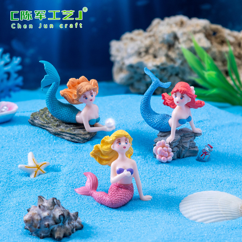 マイクロランドスケープクリエイティブリーフマーメイド人形水族館水槽クリーム接着剤 DIY 装飾アクセサリー PVC 小さな装飾品|undefined