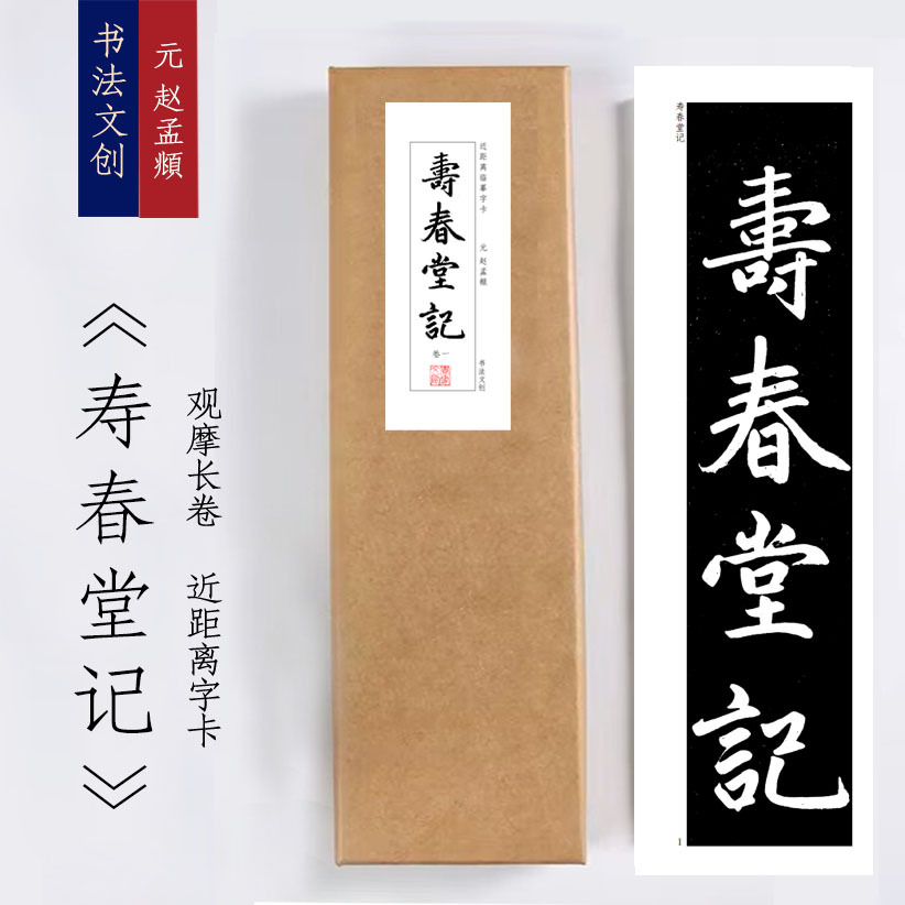 元赵孟頫《寿春堂记》近距离临摹练字卡装饰画书法字卡观摩手卷