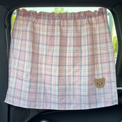 Sun shade: suction cup side window car - jk-plaid-curtains-pink
