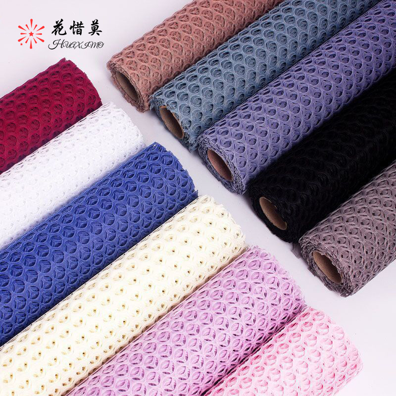 现货供应新款鲜花包装纱网镂空圆形纱装饰花束包装材料厂家直发