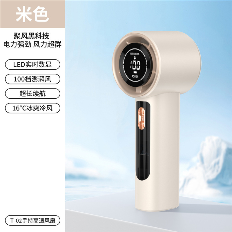 国境を越えた新しい T02 ハンドヘルド 100 スピード高速小型ファン USB 充電ミニ強風暴力的なターボファン|undefined