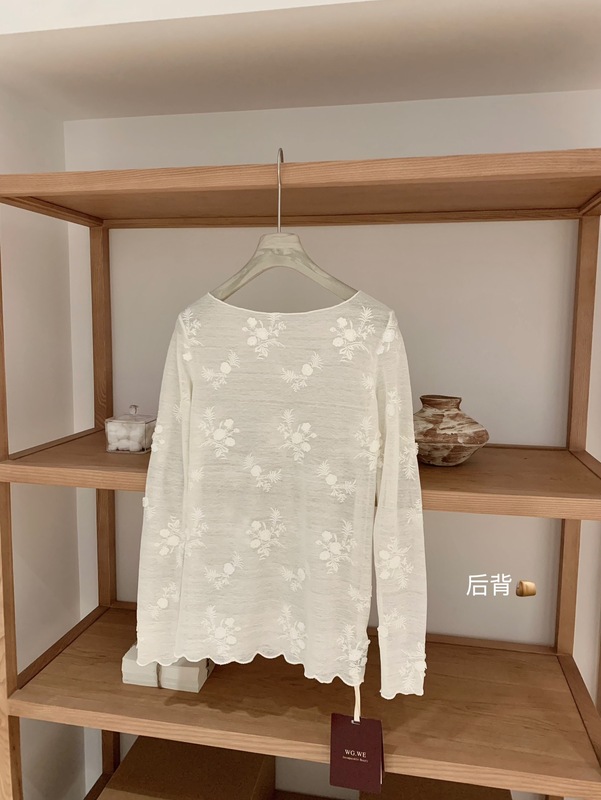 WGWE 7350广州十三行女装2025秋装新款小个子刺绣长袖T恤修身上衣|undefined