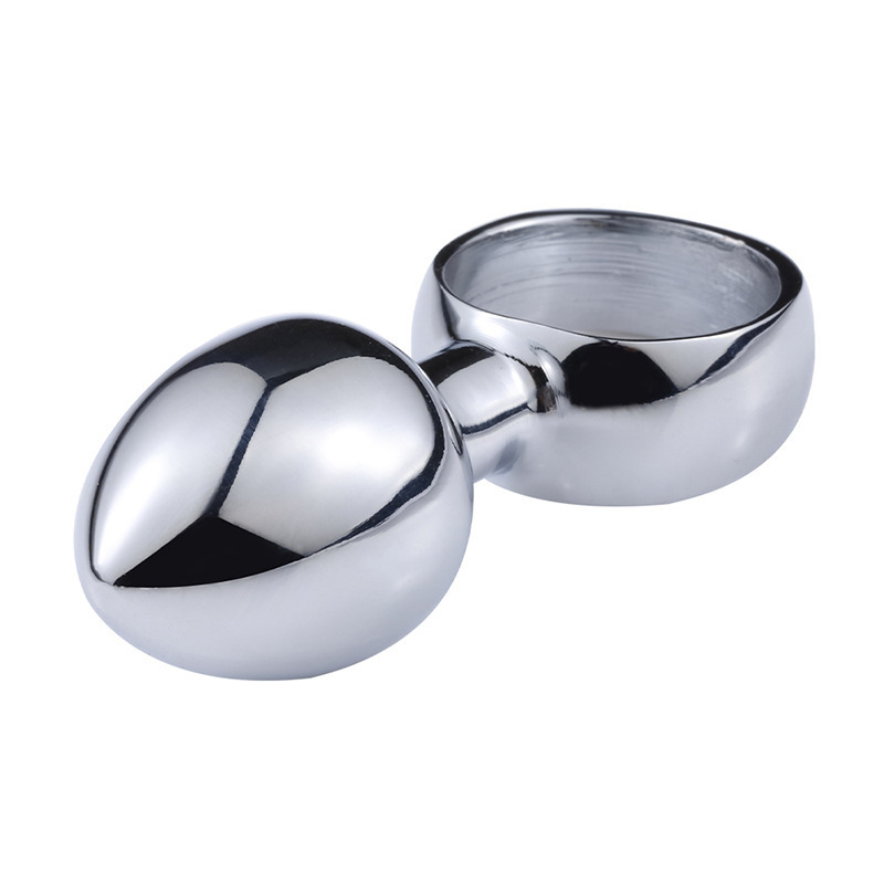 Metal Hand-Pulled Anal Plug, Silver Steel Beads, 6 cm Regular Size — detail image 10