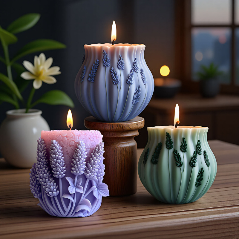 Sanxin ラベンダーシリーズ香りキャンドルシリコンモールド DIY 植物クリエイティブキャンドル簡単に離型できるシリコン研削ツール|undefined