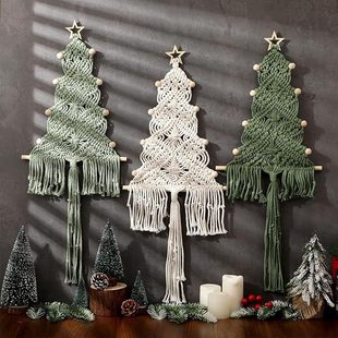 Cross-Border Hot Selling Handmade Cotton Rope Woven Christmas Tree Tassel Decoration Hanging Christmas Gift Bedroom Wall Decoration Decoration
