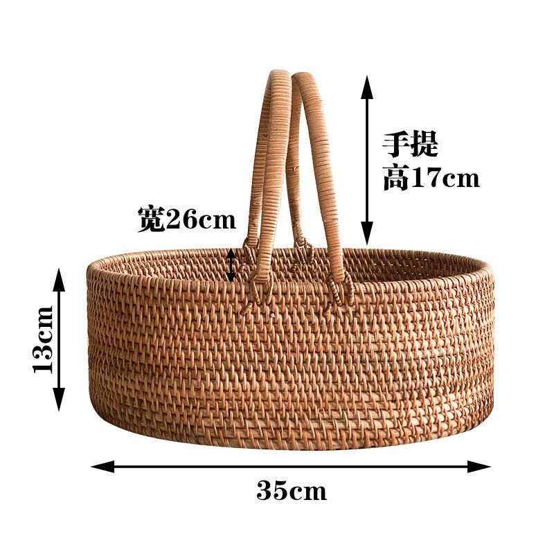 Cestas de almacenamiento de frutas de caña trenzadas vietnamitas canasta de sala de estar casera de bocadillos cestas de dulces creativas canasta de frutas secas caja