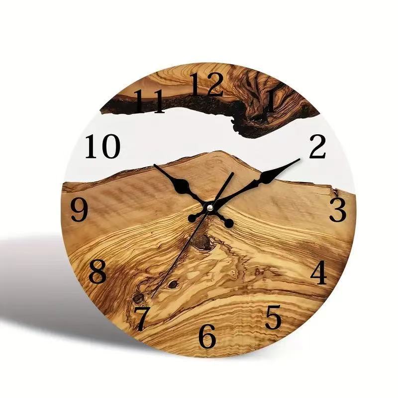 Nordic simple reloj de pared acrílico textura de grano de madera reloj salón decorativo reloj de pared de moda reloj mudo
