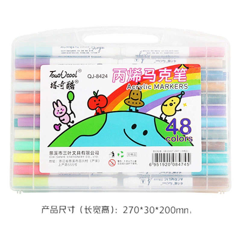 Acrylic Marker Pen Stackable Color Pen for Students and Children Water-Based Acrylic Pen Large Capacity Quick-Drying Waterproof Watercolor Pen
