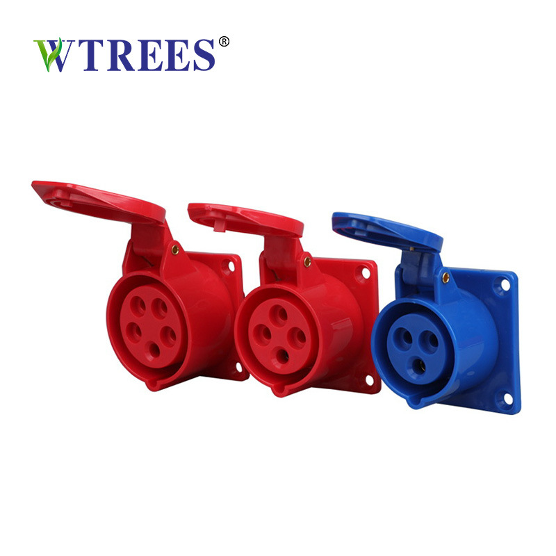 313工业暗装插座16/32Aip44防水3芯4芯5孔航空插头三相四线连接器