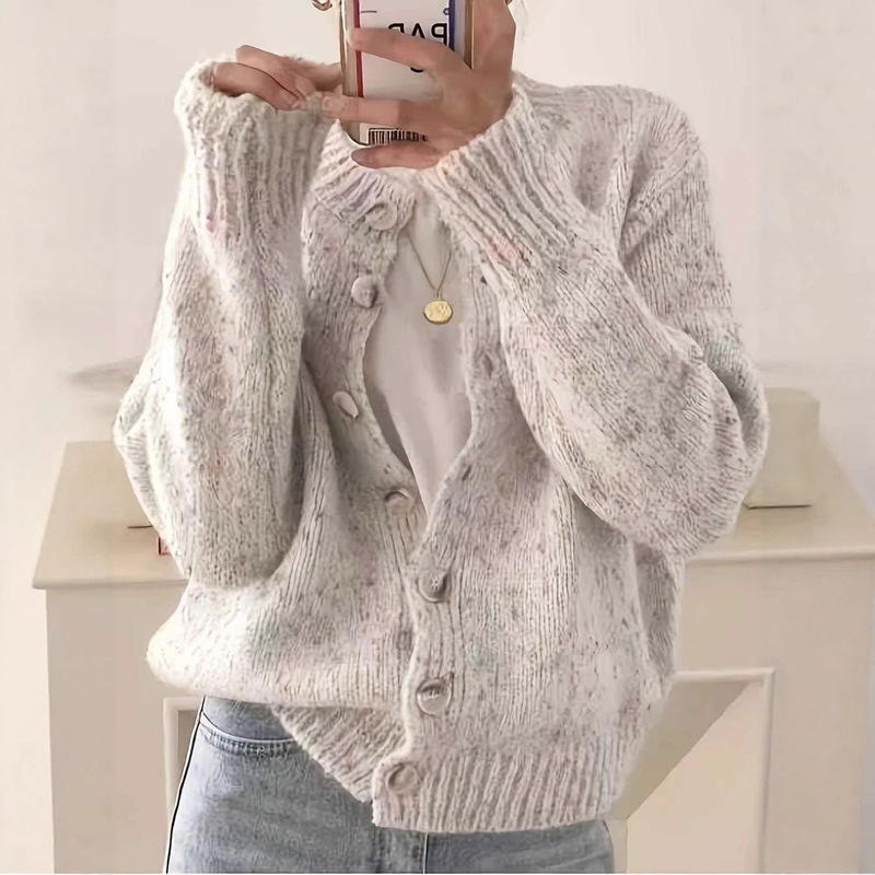 Korean New Style Age-Reducing Atmosphere-Enhancing Mixed-Color Colorful Dot Women's Knitwear Gentle and Simple Sweater Cardigan