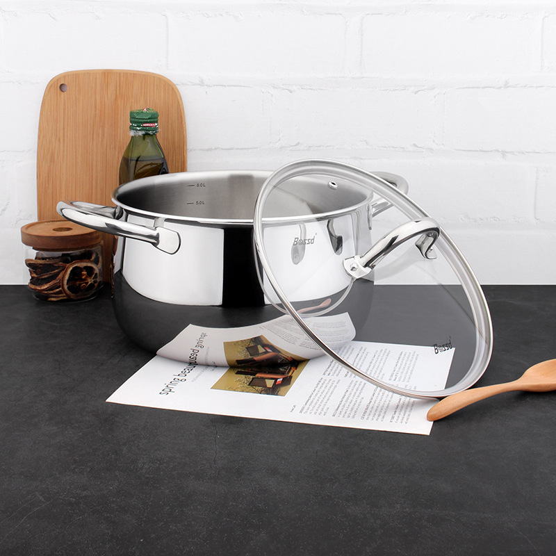 Bossd Bosch 18 / 10 acero inoxidable grosor 24cm tambor de olla de fideos 6L olla de carne de fideos