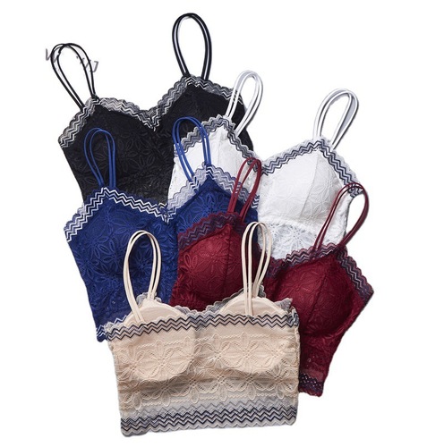 Cross-border contrasting lace sexy sunflower wrapped breast cross-border thin suspender color tube top beautiful back anti-exposure underwear for women
