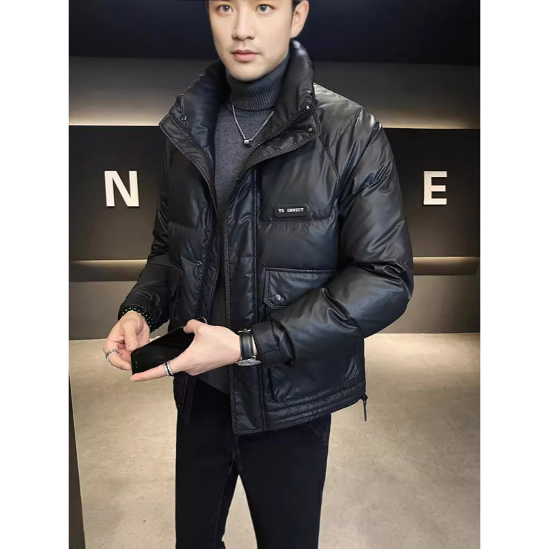 Invierno hombre collar 50 chaqueta de plumón blanco moda moda suelta casual versátil chaqueta de plumón
