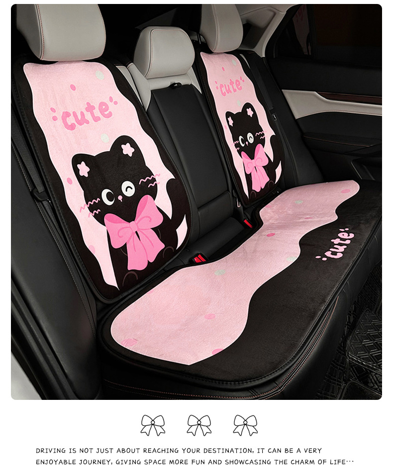 Summer Car Cushion Cute Bow Cat Car Comfortable Breathable Cushion Creative Cartoon Car Seat Cover