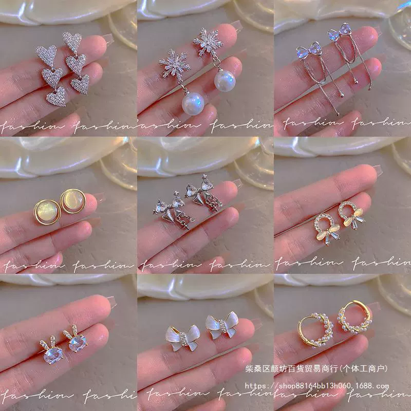 Серебристые серьги с жемчугом и цирконием, серебро 925