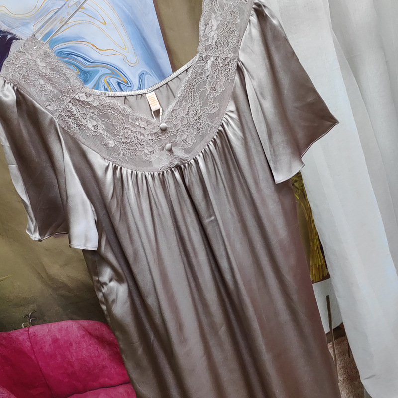French Style Silk Nightdress Lace Sexy Large Size Loose 100 Mulberry Silk Home Dress Summer New French Style Silk Nightdress Lace Sexy Large Size Loose 100 Mulberry Silk Home Dress Summer New