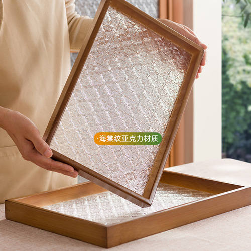Tea tray, household tea tray, rectangular tea set, coffee table, small dry bubble table, living room, teacup storage, bamboo dinner plate