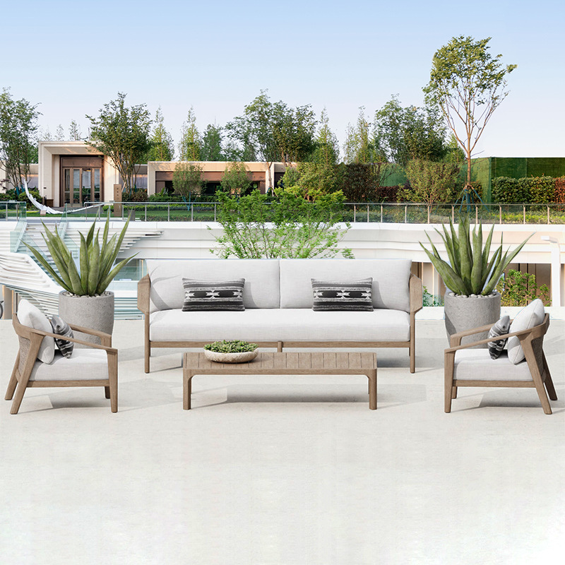 Sofá de caña al aire libre personalizado patio terraza al aire libre Jardín muebles suite villa hotel combo sofá casual
