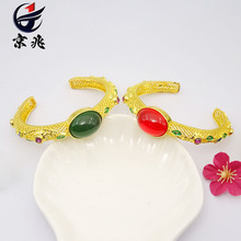 厂家直批绿玛瑙飘叶手镯贵妃镯子镂空镶嵌款新中式民族风直播爆款