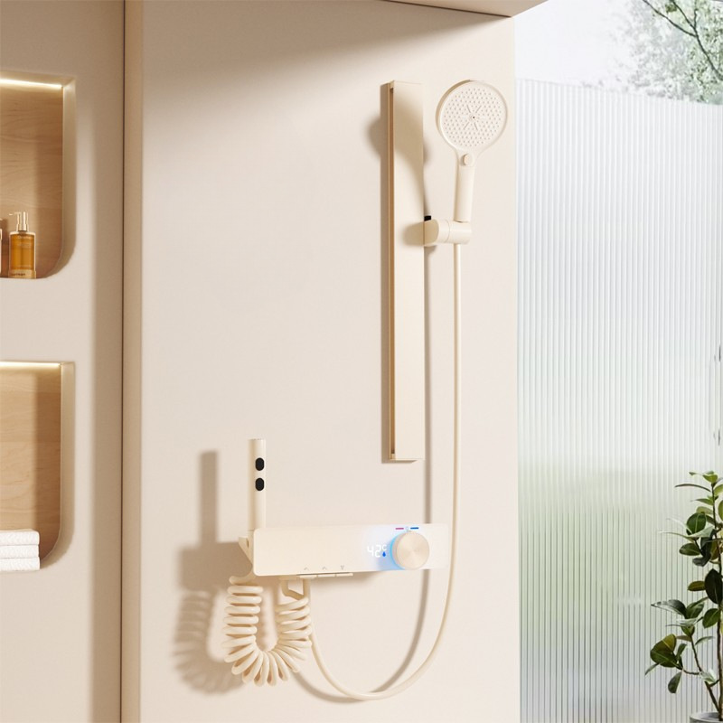 Cream Style White Shower All-Copper Shower Set Household Pressurized Bathroom Top Spray Split Bathroom Bathroom