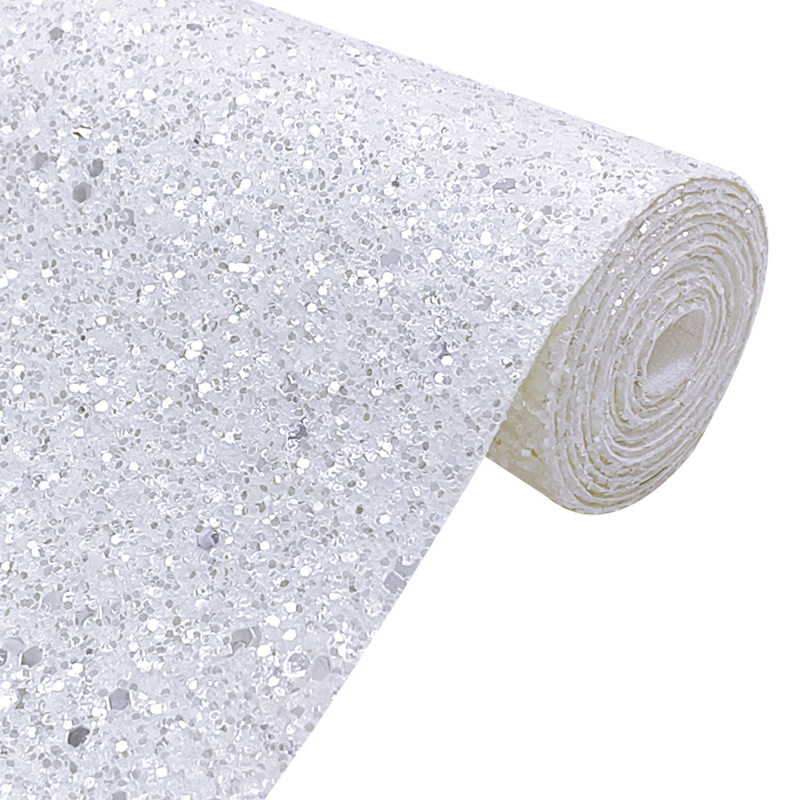 Mirror-Like Pu Small Roll High-Shine Silver Transparent Chunky Glitter Flakes for Craft Projects and Iron-On Fabric