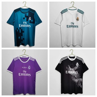 復古皇馬1718巴塞羅那巴黎AC尤文俱樂部成人足球單上衣