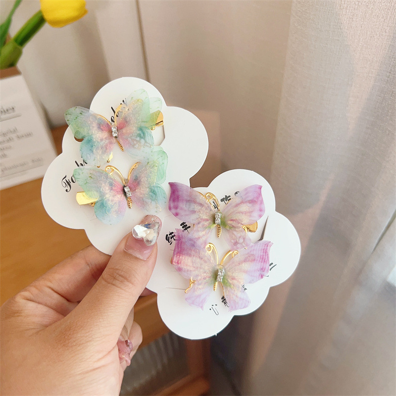 Fairy Style Gradient Color Butterfly Plastic Resin Rhinestone Hair Clip display picture 1