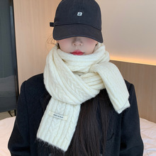 白色围巾女冬季2026新款含羊毛混纺加厚学生韩系氛围感围脖