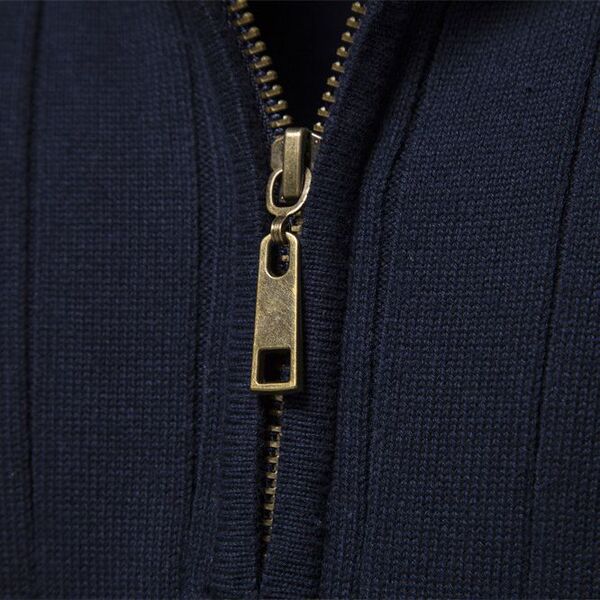 autumn solid color knitted quality sweater with zipper