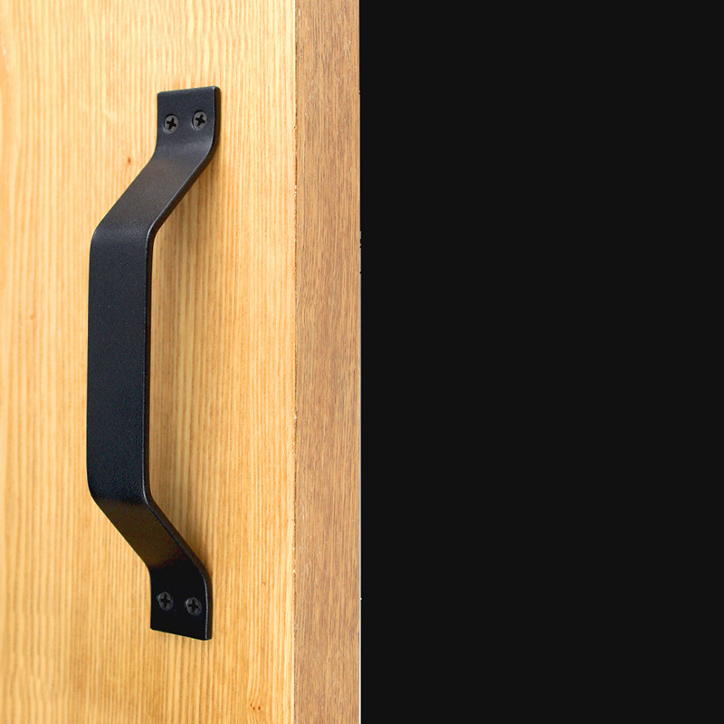 Simple iron barn door handle black matte double-sided indoor wooden door handle carbon steel door handle