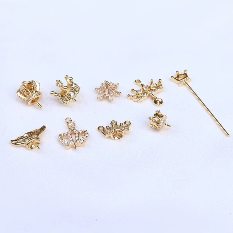 Copper zirconium, pendant from pearl, earrings, necklace, accessories, micro incrustation