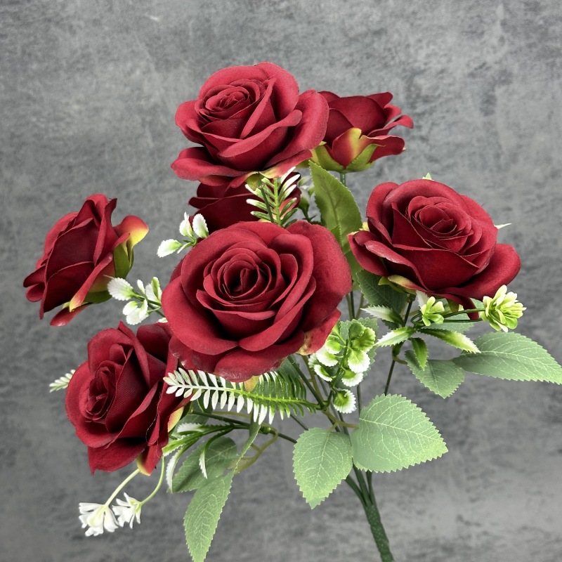 Simulación de flores de 7 cabezas de flores europeas decoración decorativa decoración de flores falsas al por mayor