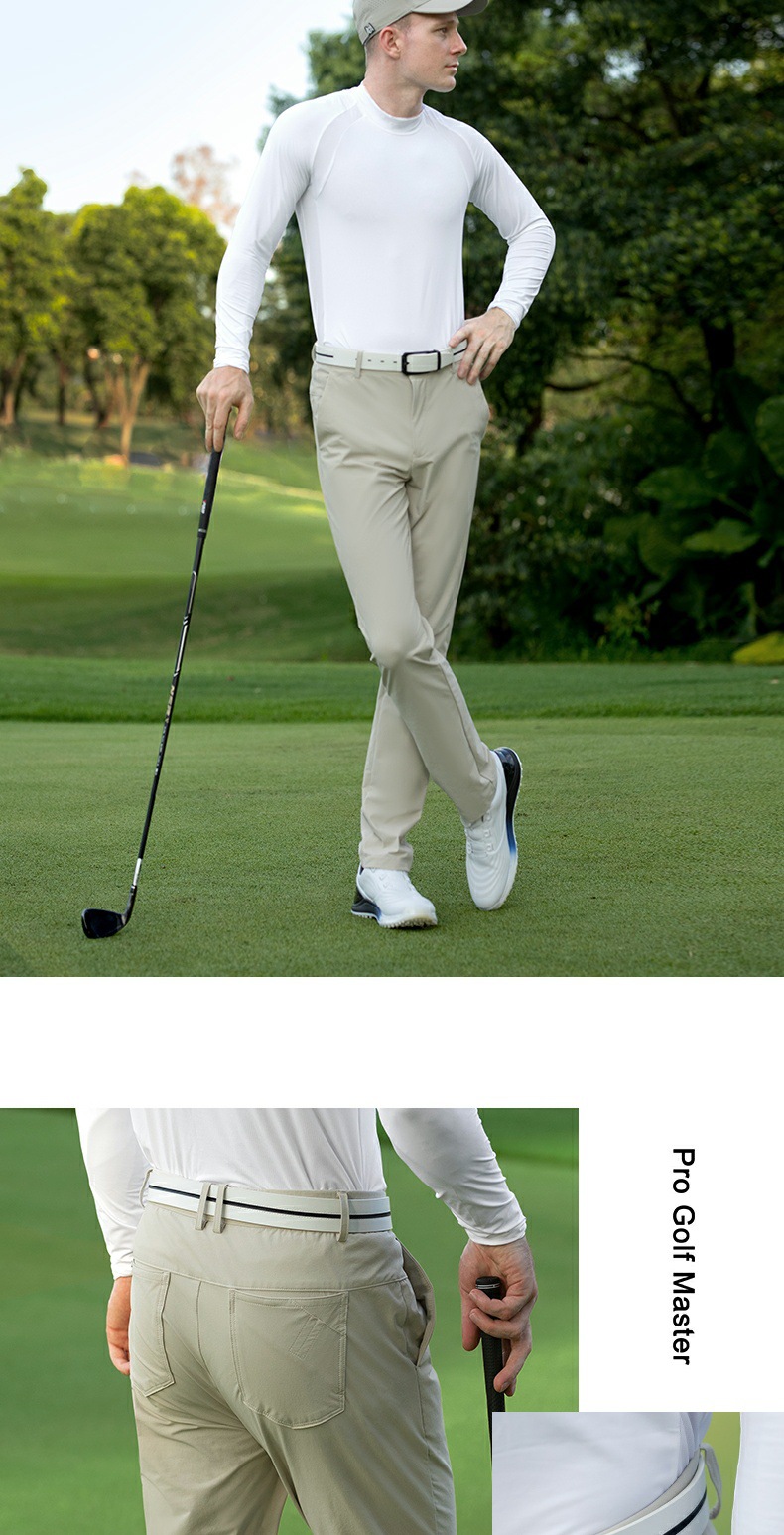 Quần dài golf nam PGM co giãn thoải mái, thắt lưng thun — KUZ187-quần trắng chi tiết 10