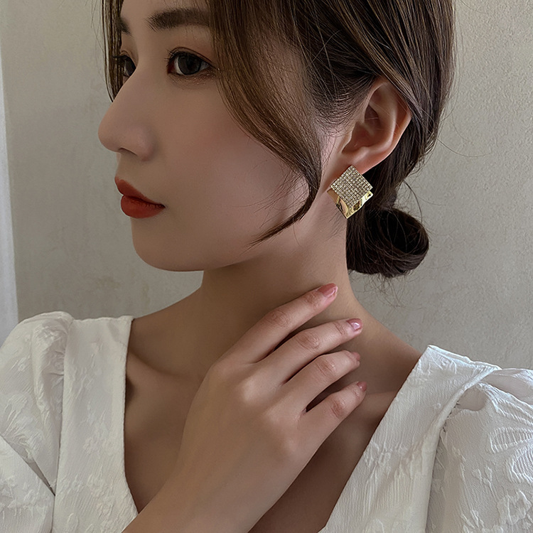 fashion doublelayer geometric diamond earringspicture1