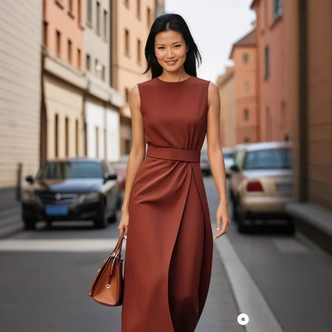 Cross-Border Independent Station Amazon Floral Ocean Timeless Elegant Dress E483 Women's Sleeveless Dress