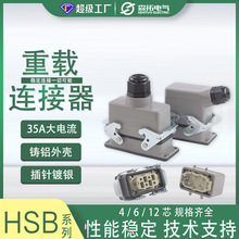 森拓矩形重载连接器源头厂家HSB系列顶出侧出热流道防水插头连接