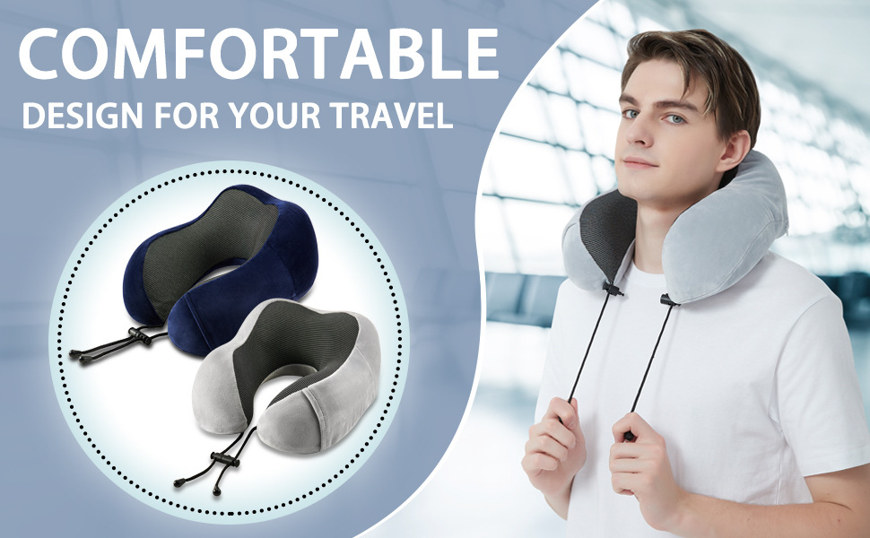 travel neck pillow adult memory foam for airplane sleeping car seat with sleep mask earplugs